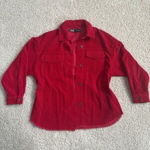 Zara Vibrant Red Corduroy Shirt